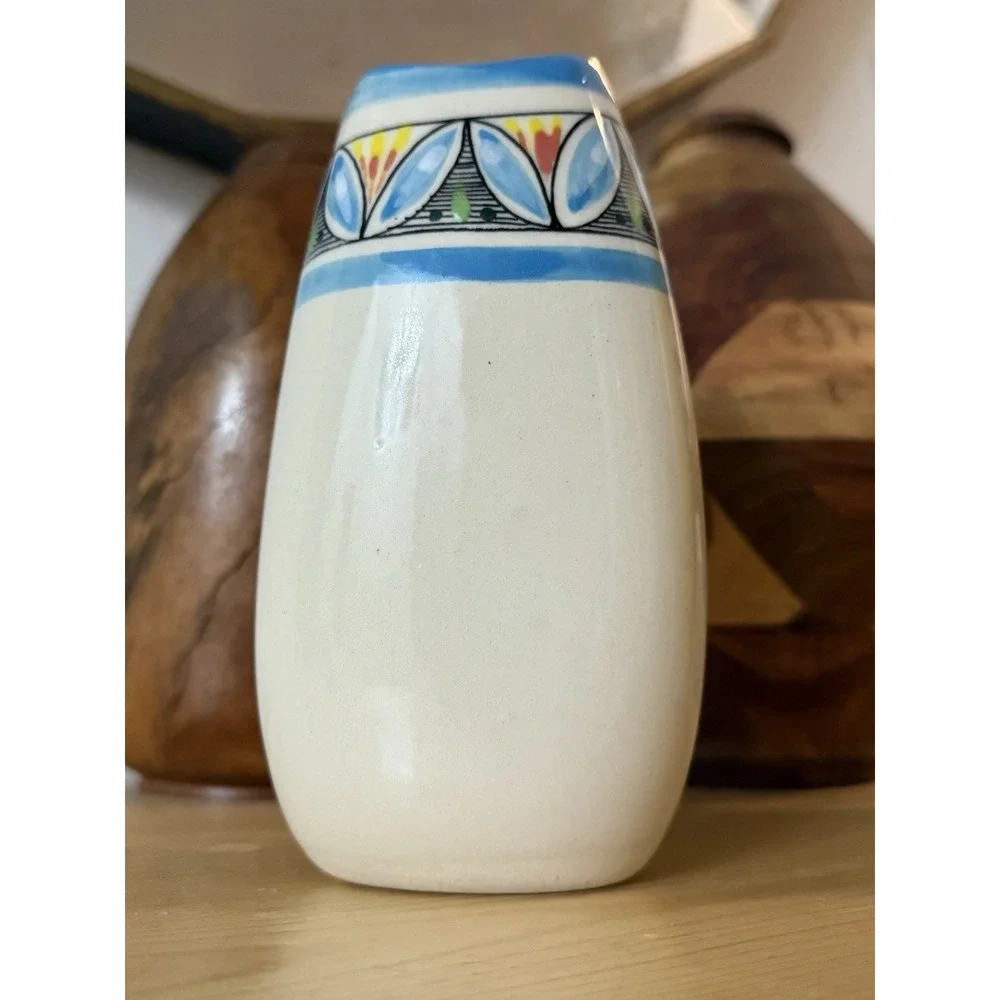 Vintage‎ Ceramic Pottery Vase Mexican Talavera Style Floral Hand Painted 6.25